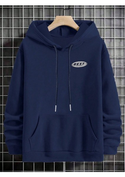 Erkek Indigo Mavi Hoodie Oversize Sweatshirt Günlük Loose Thickened Warm Inside Suitable For Autumn Winter Perfect For Layered Outfits