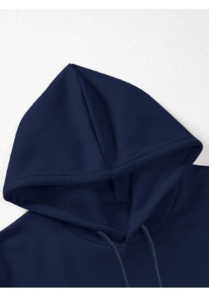 Erkek Indigo Mavi Hoodie Oversize Sweatshirt Günlük Loose Thickened Warm Inside Suitable For Autumn Winter Perfect For Layered Outfits modelleri