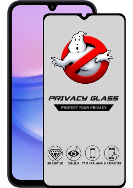 Samsung Galaxy A15 Tam Kaplayan Privacy Hayalet Temperli Ekran Koruycu Cam