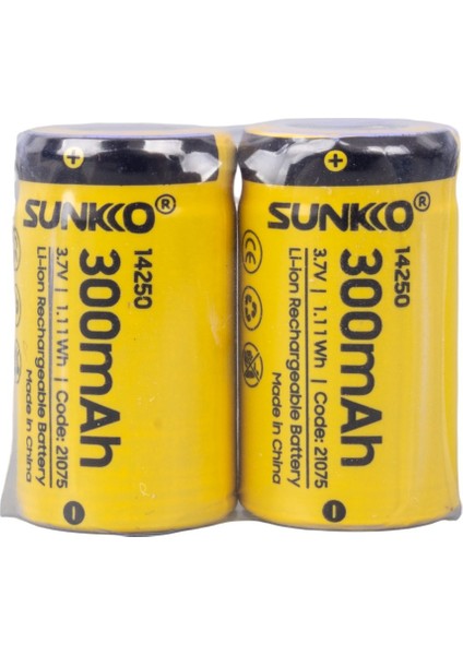 Sunkko 3.7 Volt 300 Mah 14250 Şarj Edilebilir Pil (2'li Paket) (4396)