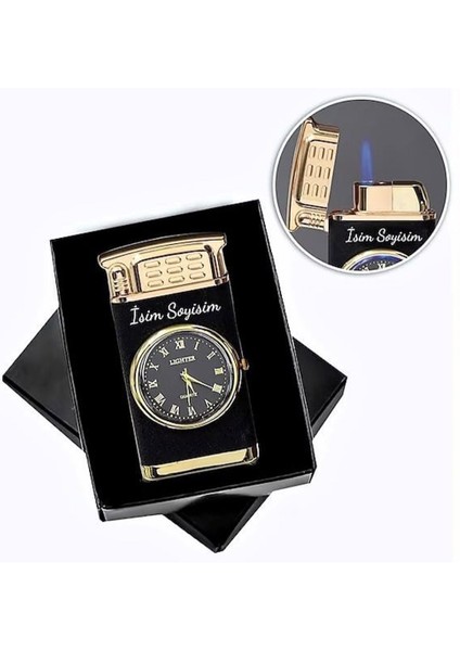 Kişiye Özel Işıklı Saatli Siyah Renk Çakmak fiyatları