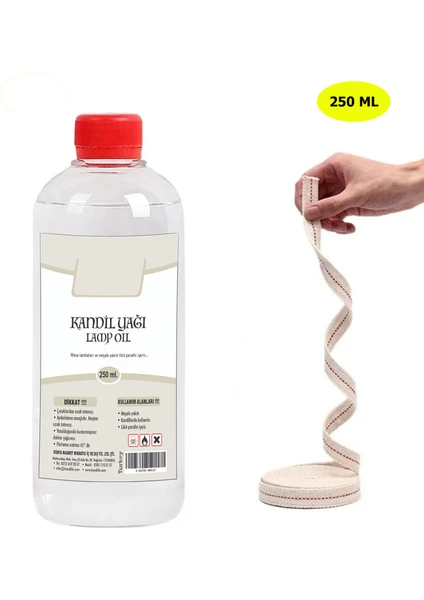 Dünya Magnet, Şeffaf Kandil Yağı, 250 ml, Kokusuz, Dumansız, Iç Mekan Gaz Lambası Yağı + 50 cm Fitil