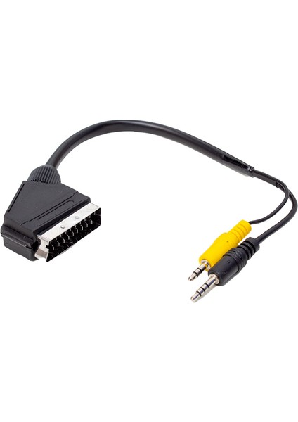 Trade Jam Uydu Alıcısı Av Kablo 3.5 mm Stereo Erkek/scart Kablo 35 cm Uzun ve Kısa Jack Bir Arada (4396)