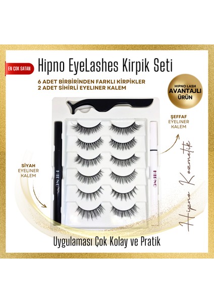 Magic Eyeliner Gerçek Görünümlü 6 Farklı Model Eyeliner Yapıştırıcılı Kirpik Seti