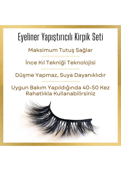 Magic Eyeliner Gerçek Görünümlü 6 Farklı Model Eyeliner Yapıştırıcılı Kirpik Seti