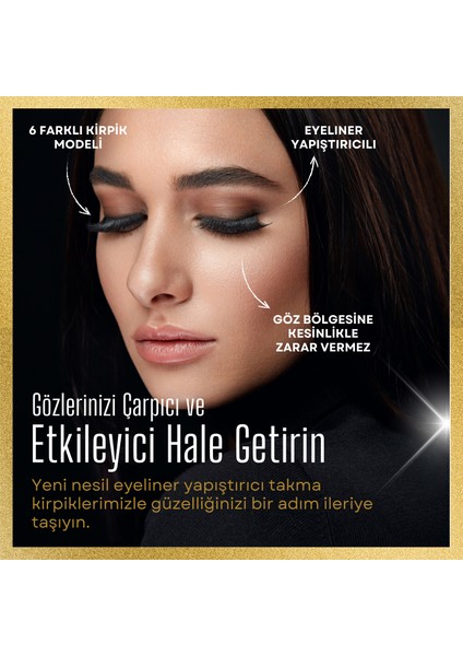 Magic Eyeliner Gerçek Görünümlü 6 Farklı Model Eyeliner Yapıştırıcılı Kirpik Seti