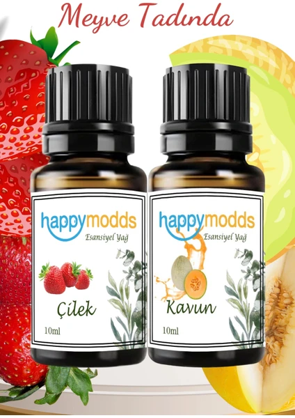 Happymodds,esansiyel Uçucu Yağ,oda Kokusu,buhurdanlık,çilek-Kavun,meyve Aroması 10 Ml,2'li Paket