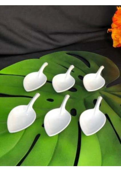 Porselen 6 'Lı Beyaz Yaprak Sosluk - Lokumluk - Reçellik - Kahve Yanı fiyatları