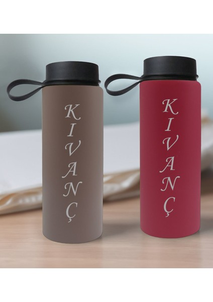 Gift Kişiye Özel Isimli 2’li Gri ve Fuşya Cam Matara 500ML, Sevgiliye Hediye, Isimli Cam Matara, Sevgililer Günü fiyatları
