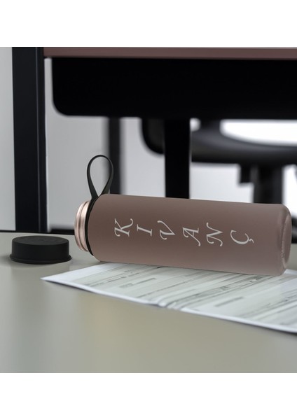 Gift Kişiye Özel Isimli 2’li Gri ve Fuşya Cam Matara 500ML, Sevgiliye Hediye, Isimli Cam Matara, Sevgililer Günü modelleri