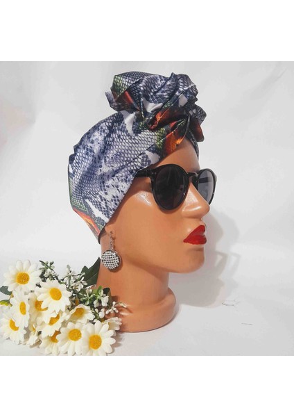 Afrika Modeli Telli Bandana Saç Aksesuarı Kadın Kumaş Toka