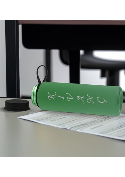 Gift Kişiye Özel Isimli 2’li Somon ve Yeşil Cam Matara 500ML, Sevgiliye Hediye, Isimli Cam Matara, Sevgililer Günü modelleri