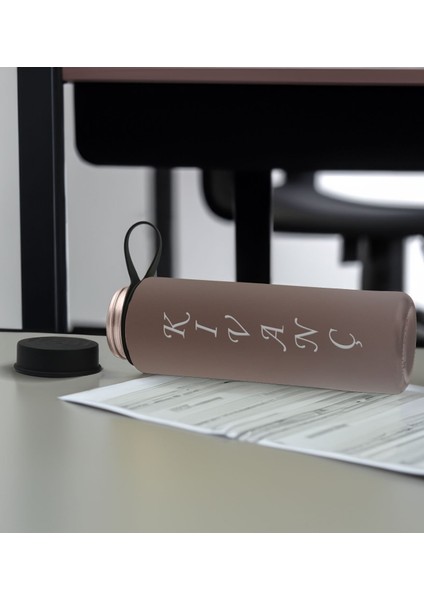 Gift Kişiye Özel Isimli 2’li Sarı ve Gri Cam Matara 500ML, Sevgiliye Hediye, Isimli Cam Matara, Sevgililer Günü