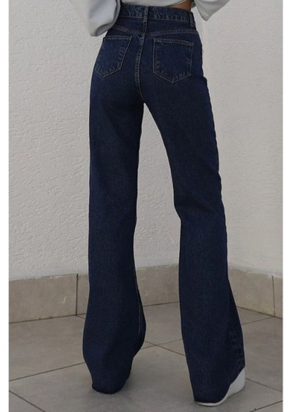 Camelia Gold Ikon 90'S Koyu Lacivert Palazzo Jean Pantolon