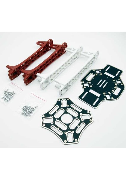 F450 Pcb Kartlı Quadcopter Gövde Kiti - Kırmızı/beyaz Kollar