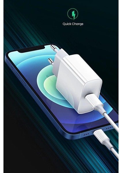 Iphone 11 Pro Max Lightning Hızlı Şarj Aleti Cihazı Kablosu ve Adaptör
