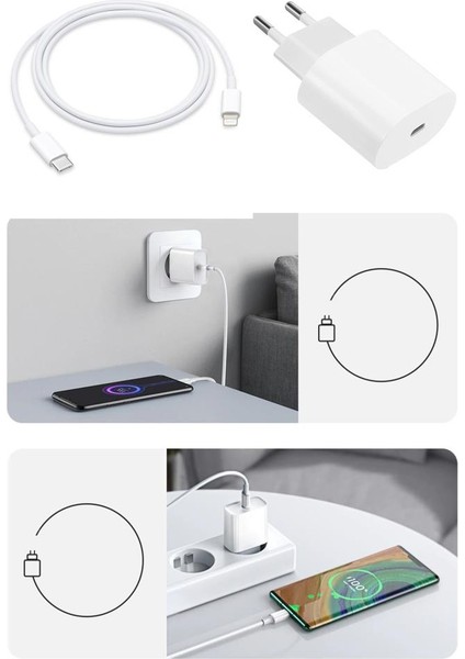 Iphone 11 Pro Max Lightning Hızlı Şarj Aleti Cihazı Kablosu ve Adaptör