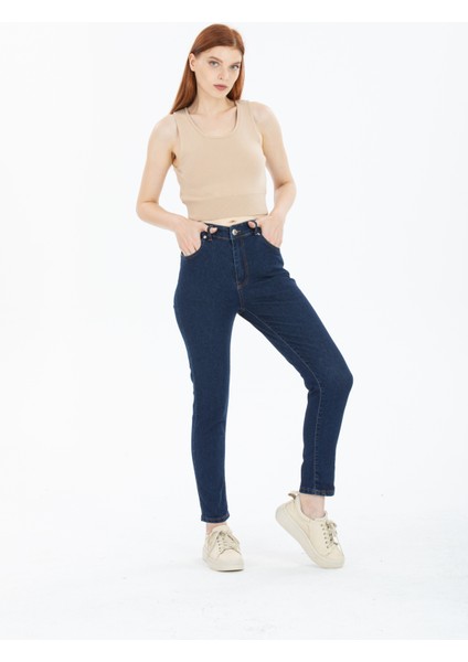 Kadın Yüksek Bel Mom Jeans Kot Pantolon