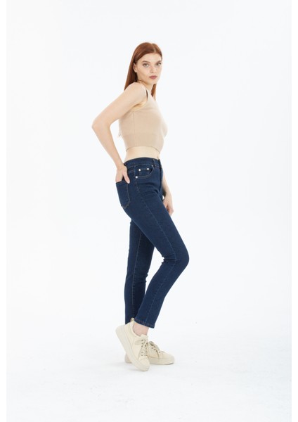 Kadın Yüksek Bel Mom Jeans Kot Pantolon