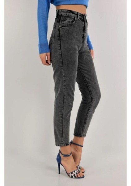 Trendy Kadın Füme Yüksek Bel Mom Jean Kot Pantolon modelleri