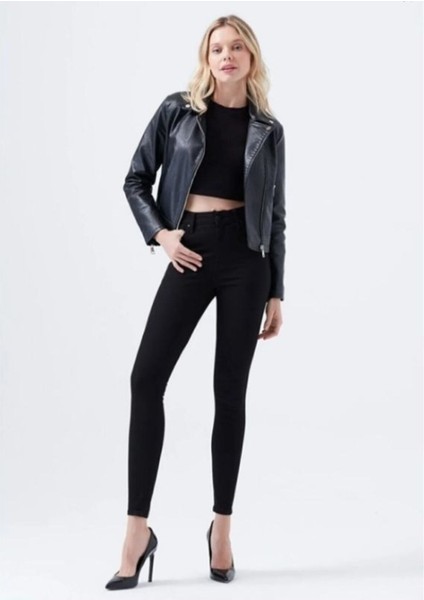 Simsiyah E.X.T.R.A Black Skinny Jeans Kot Solmaz Toparlayıcı Pantolonu