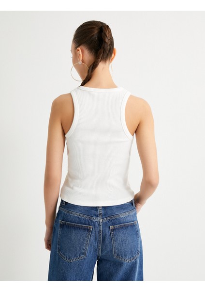 Basic Halter Yaka Atlet Ribanalı Pamuklu