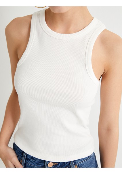 Basic Halter Yaka Atlet Ribanalı Pamuklu