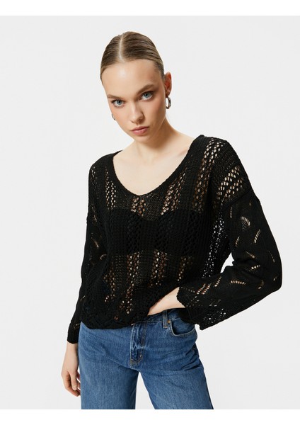 Ajurlu Kazak Uzun Kollu V Yaka modelleri