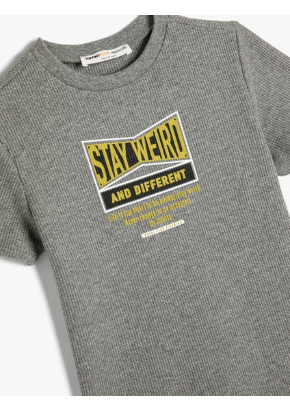 Tişört Slogan Baskılı Kısa Kollu Bisiklet Yaka modelleri