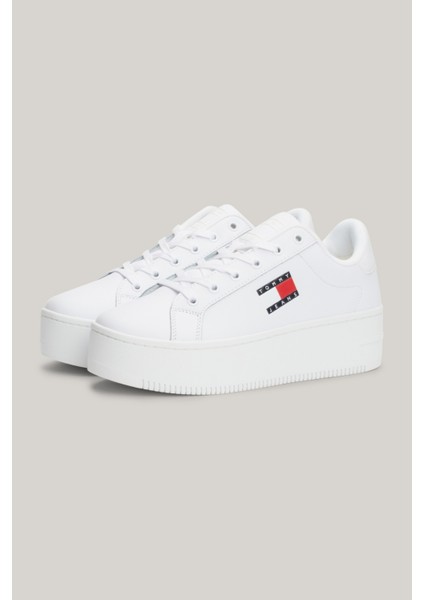 Kadın Marka Logolu Platform Topuklu Şık Görünüşlü Gündelik Kullanıma Uygun Beyaz Sneaker EN0EN02518-YBS fiyatları