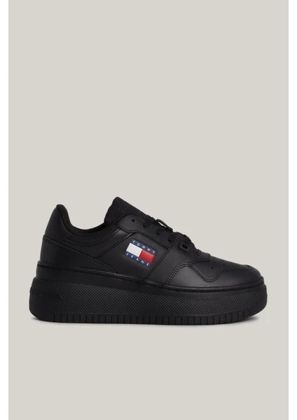 Tommy Hilfiger Kadın Marka Logolu Platform Topuklu Şık Görünüşlü Gündelik Kullanıma Uygun Siyah Sneaker EN0EN02506-BDS