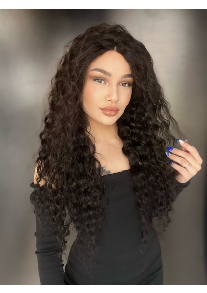 Geniş Dalga Tül Peruk Doğal Afro