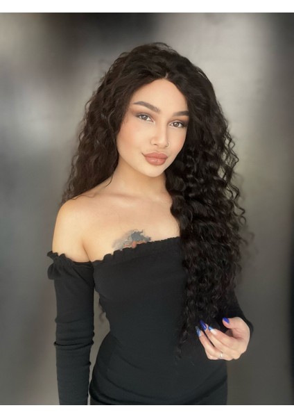 Geniş Dalga Tül Peruk Doğal Afro modelleri