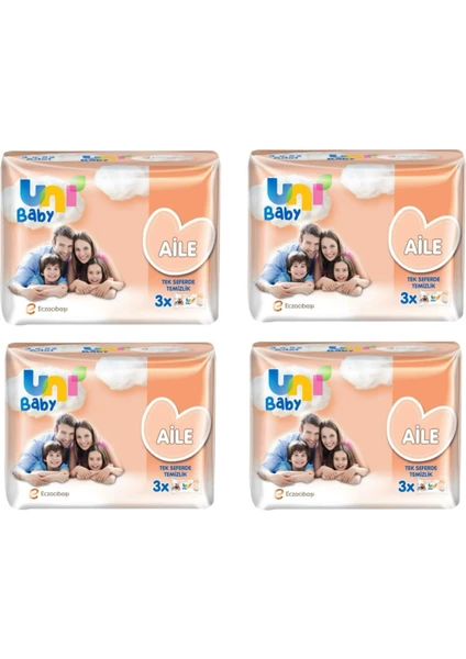 Uni Baby Aile Islak Mendil 12'li (12X52) 624 Yaprak