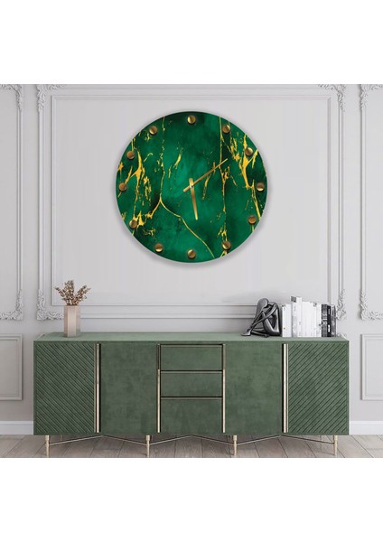 Yeşil Gold Mermer Cam Saat - 40 cm fiyatları