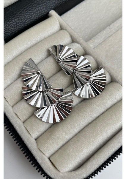 Tırtık Plaka Yelpaze Küpe (En:3,5 cm Boy:1,5cm)