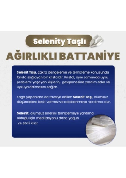 Ağırlıklı Battaniye Tek Kişilik Yorgan Selenity Taşlı 8 kg 155X215 %100 Pamuk 4 Mevsim Kullanılabilir