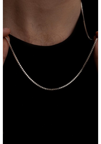 Erkek Gümüş Kolye - 925 Ayar Küp Zincir Gümüş Kolye