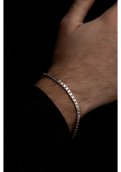 Erkek Gümüş Bileklik - 4 mm Ezme Gurmet Model Erkek Kolye Zincir fiyatları