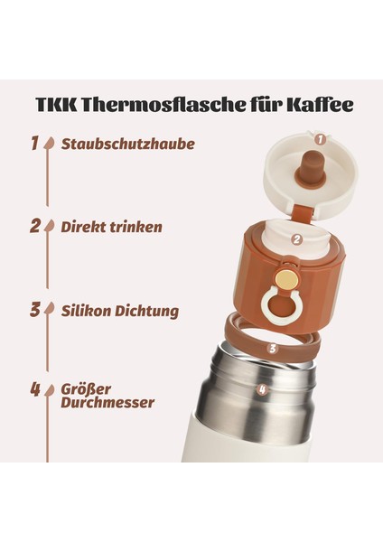 Tkk Termos Kupa T-2007 450 ml Kahverengi Kupası, Paslanmaz Çelik, Çift Duvarlı, Yalıtımlı, Sızdırmaz- Kahve ve Çay Için Kahve Bardağı fiyatları