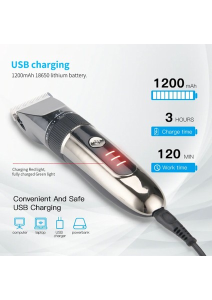 1012 Profesyonel Seramik Dişli Saç Sakal Ense Düzeltme Tıraş Makinesi Kuaför Tercihi USB Şarjlı