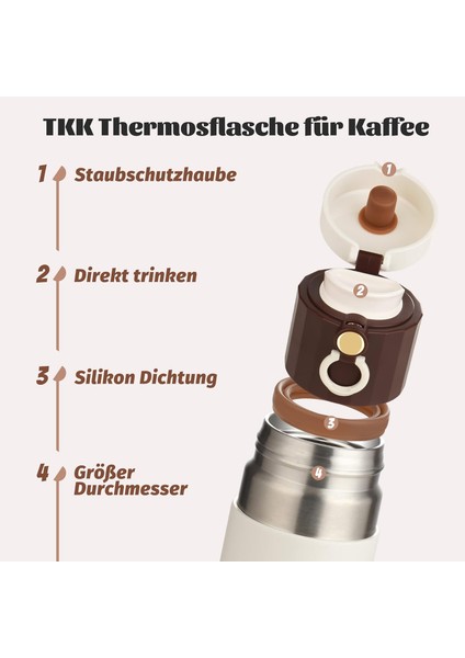 Tkk Termos Kupa T-2007 450 ml Çikolata Kahve Kupası, Paslanmaz Çelik, Çift Duvarlı, Yalıtımlı, Sızdırmaz- Kahve ve Çay Için Kahve Bardağı fiyatları