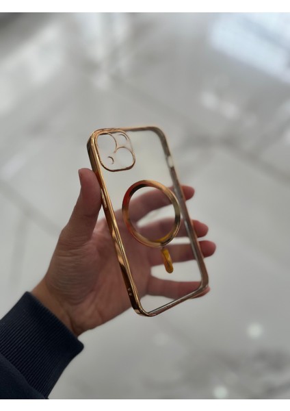 Apple iPhone 13 Magsafe Lazer Silikon Renkli Şeritli Telefon Kılıfı Kamera Lensi Açık