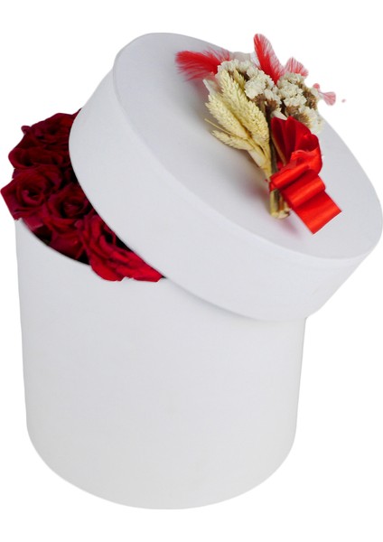 Kutuda Kırmızı Taze Gül - Beyaz Silindir Kutuda 21 Adet fiyatları