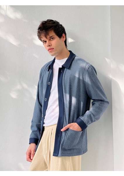 Erkek Hafif Dokuma Hırka Ceket Gömlek Erkek Çok Renkli