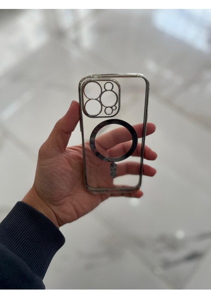 Apple iPhone 13 Pro Magsafe Lazer Silikon Renkli Şeritli Telefon Kılıfı Kamera Lensi Açık fiyatları