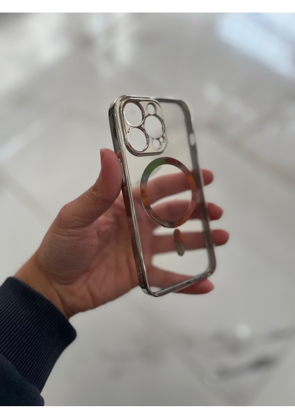 Apple iPhone 13 Pro Magsafe Lazer Silikon Renkli Şeritli Telefon Kılıfı Kamera Lensi Açık modelleri