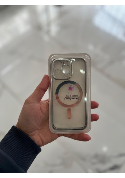 Apple iPhone 13 Pro Magsafe Lazer Silikon Renkli Şeritli Telefon Kılıfı Kamera Lensi Açık fırsatları