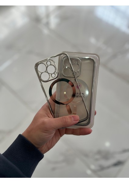 Apple iPhone 13 Pro Magsafe Lazer Silikon Renkli Şeritli Telefon Kılıfı Kamera Lensi Açık indirimleri