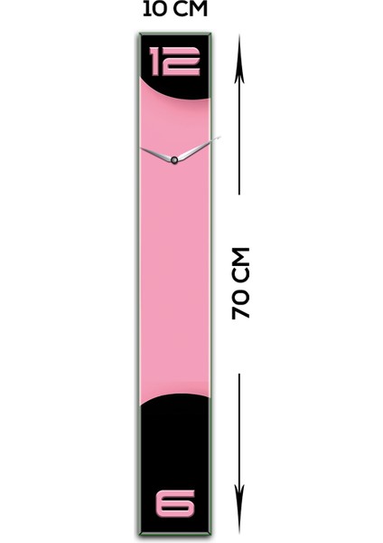 Cam Duvar Saati | Fütüristik Cam Saat | Pembe Siyah Fon | 10CM x 70CM fiyatları